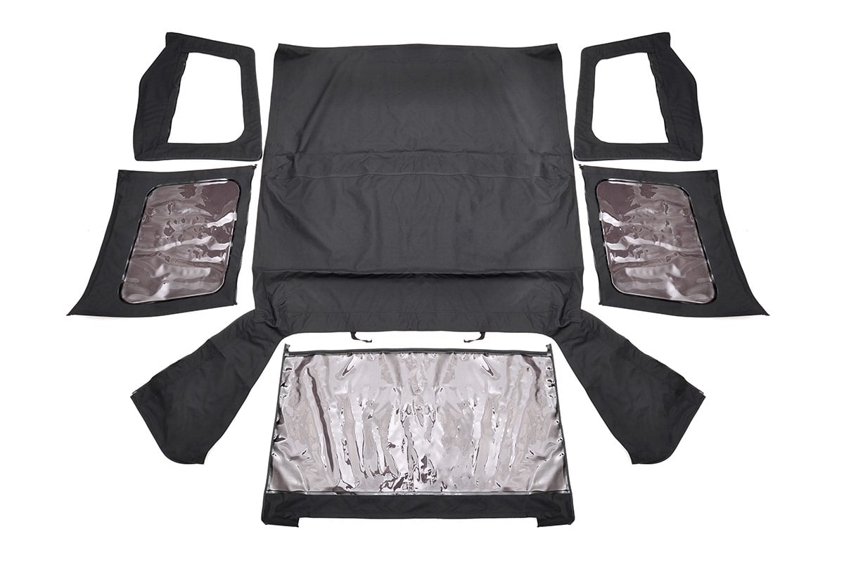 Jeep Wrangler Soft Top - Half Doors - Rough Country - Replacement - Black - '87-'95